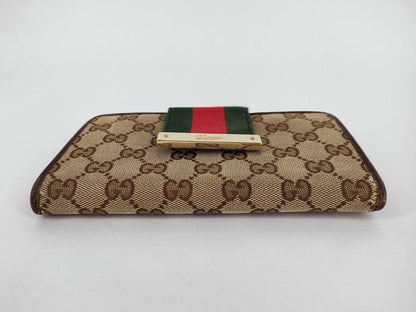 GUCCI GG Canvas GUCCI Gucci Long Wallet GG Canvas Sherry Line Wallet