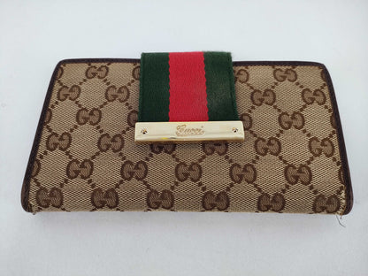 GUCCI GG Canvas GUCCI Gucci Long Wallet GG Canvas Sherry Line Wallet