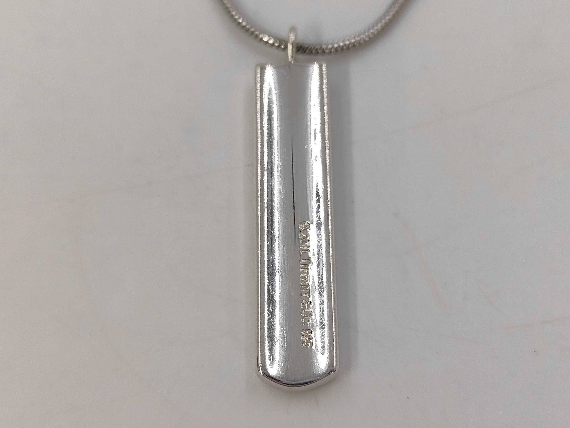 Tiffany & Co. Tiffany Narrow Bar 1837 Necklace in Silver with Non-Original Chain