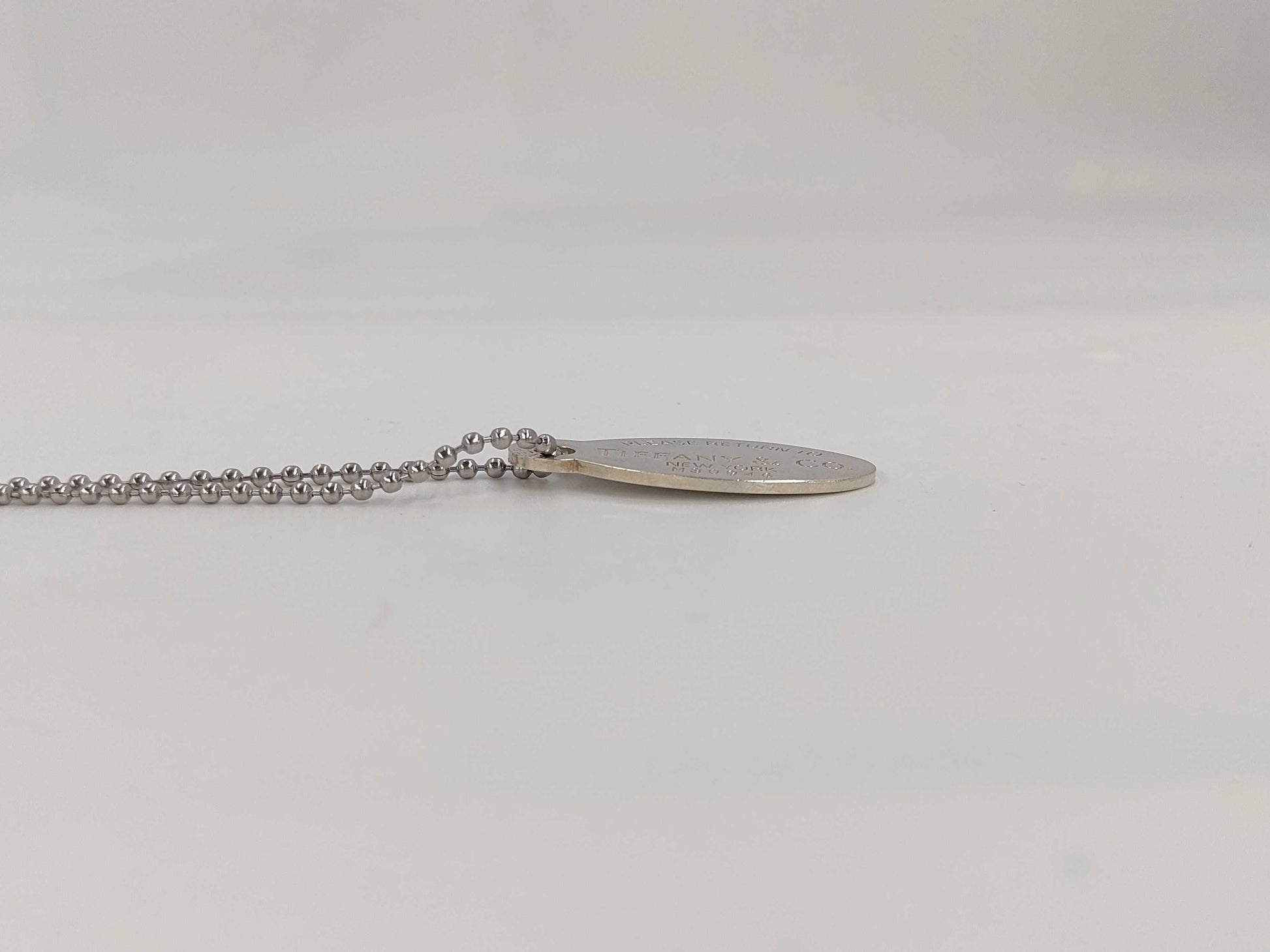 Tiffany & Co. Tiffany Return to Oval Necklace, Silver, Ball Chain, Non-Original Chain Necklace