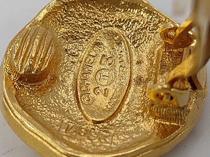 CHANEL Chanel 23 Gold Lion Round Logo Earrings