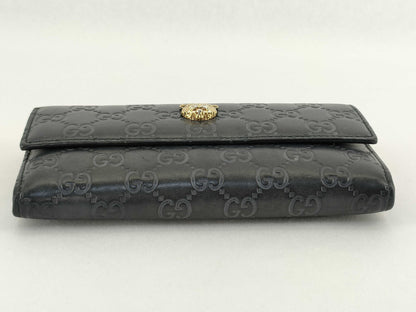 GUCCI GUCCI Gucci Long Wallet Black Cat GG Wallet