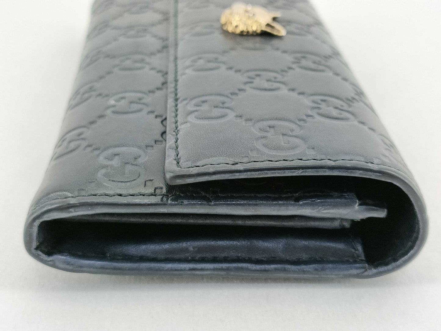 GUCCI GUCCI Gucci Long Wallet Black Cat GG Wallet