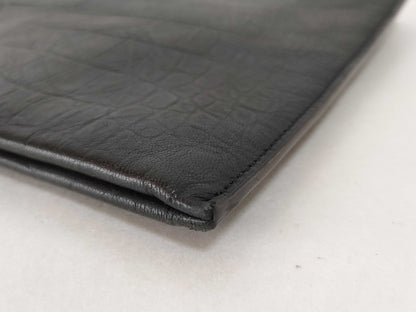 SAINT LAURENT Saint Laurent Clutch Bag Crocodile Black Clutch Bag