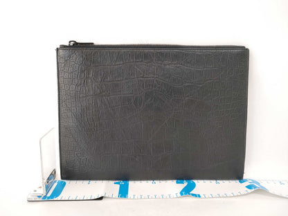 SAINT LAURENT Saint Laurent Clutch Bag Crocodile Black Clutch Bag