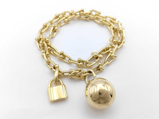 Tiffany & Co. Hardware Wrap Link Bracelet/Bangle in Yellow Gold 750, 48.6g 