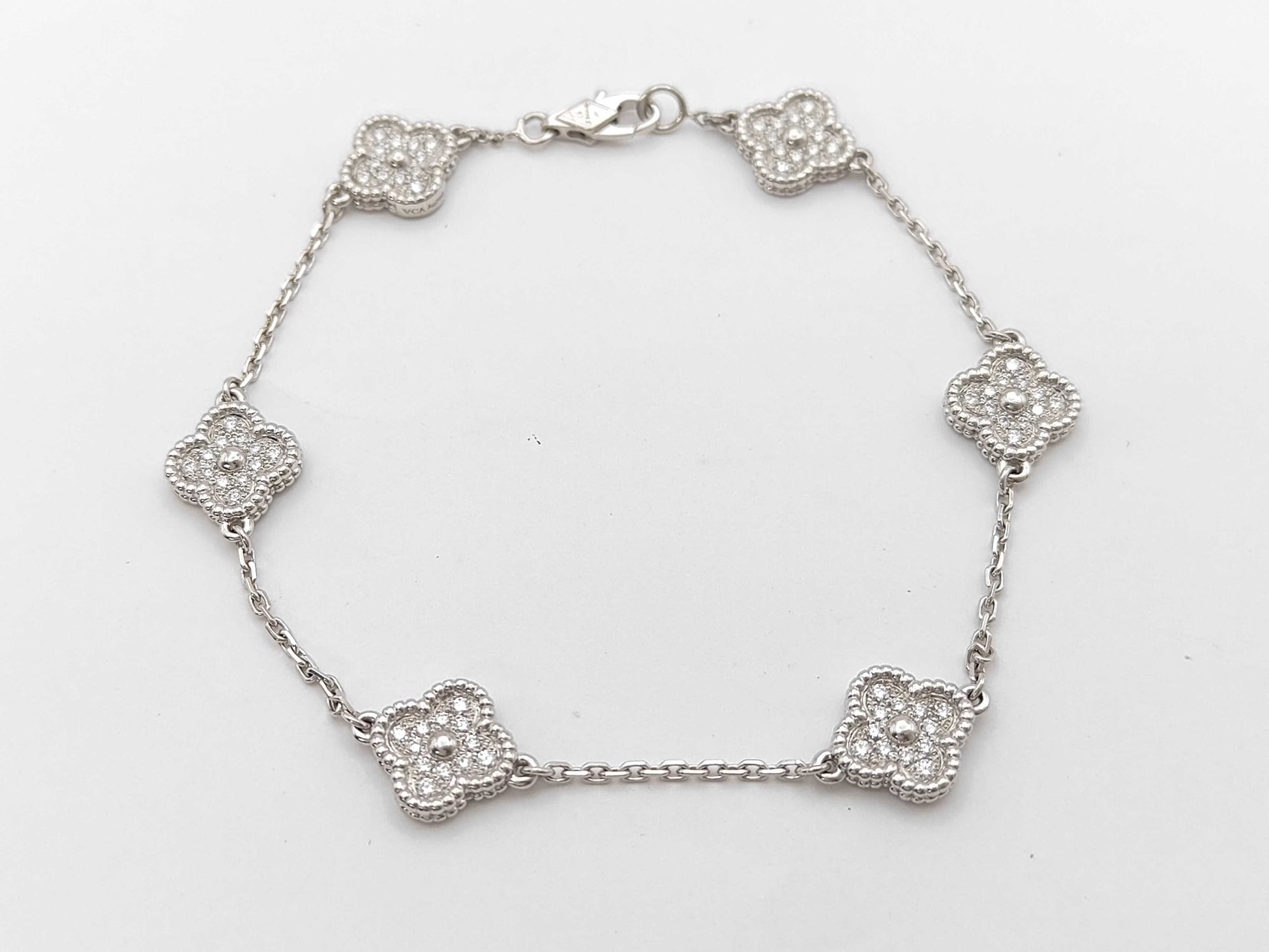 Van Cleef & Arpels Sweet Alhambra Diamond Bracelet in 750 White Gold, 7.8g 