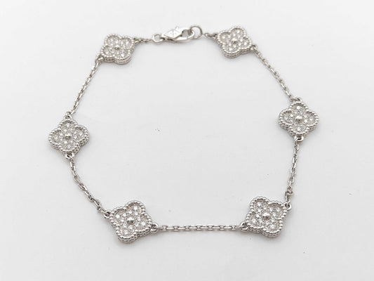 Van Cleef & Arpels Sweet Alhambra Diamond Bracelet in 750 White Gold, 7.8g 