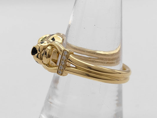 Cartier Panthère de Cartier Tsavorite Diamond #58 Yellow Gold 750 9.5g Ring 
