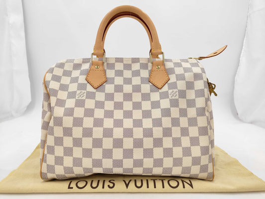 LOUIS VUITTON Damier Azur Louis Vuitton Damier Azur Speedy 30 Boston Bag