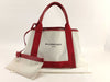 BALENCIAGA Navy Cabas Small Canvas RED Tote Bag 339933
