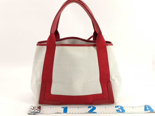 BALENCIAGA Navy Cabas Small Canvas RED Tote Bag 339933