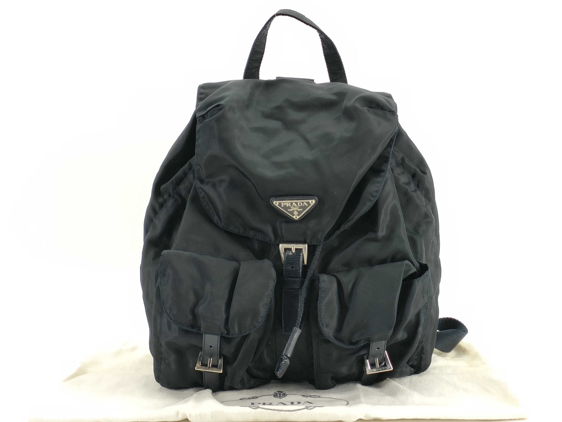 PRADA Nylon PRADA TESSUTO Double Pocket Backpack Nero BZ0003 59 Backpack
