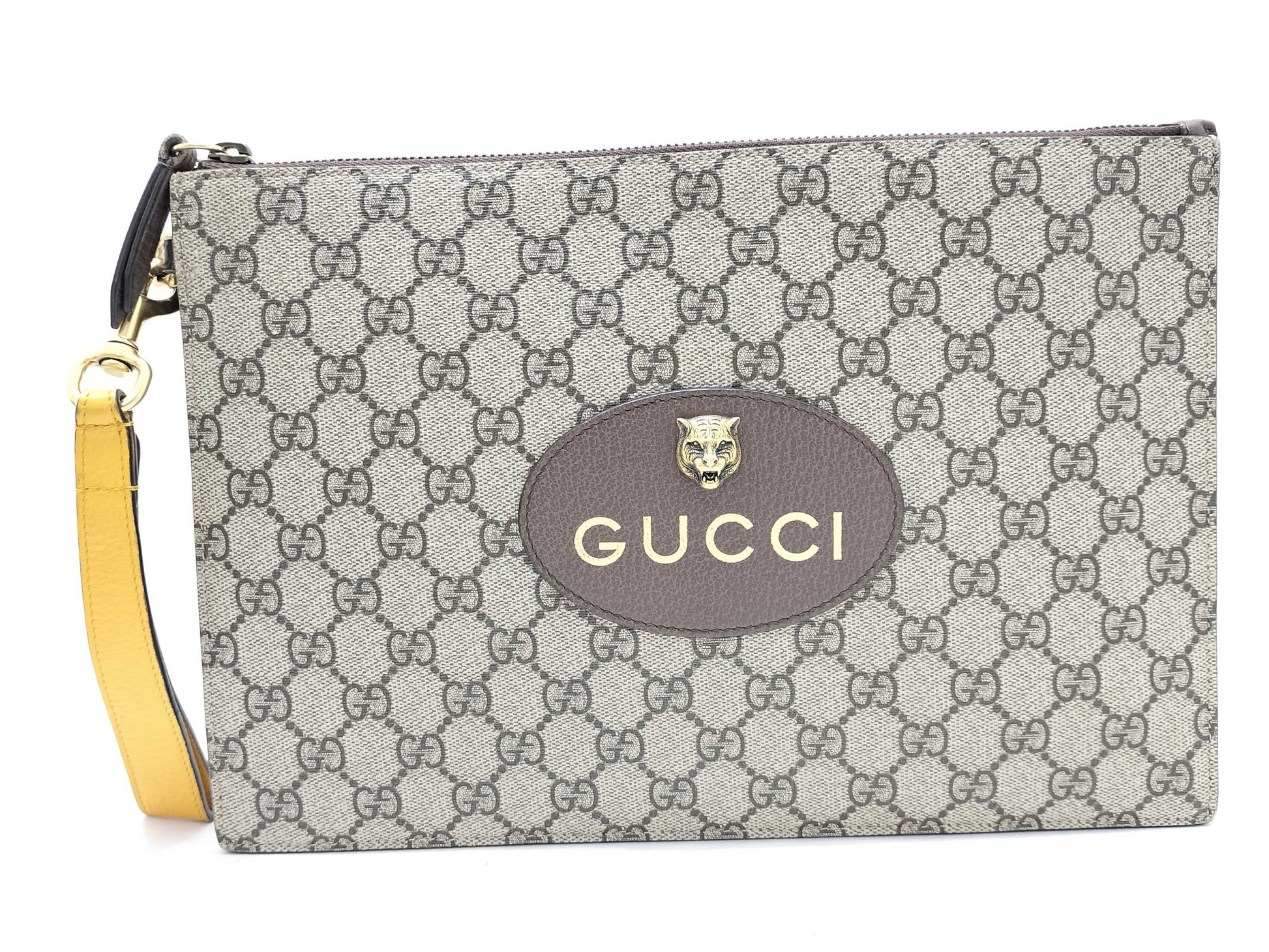 GUCCI GG Supreme Tiger Head Clutch Bag