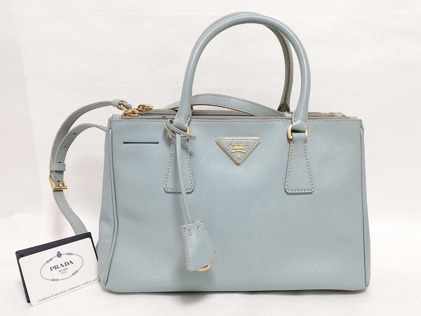 PRADA Galleria Saffiano Leather Handbag in Light Blue