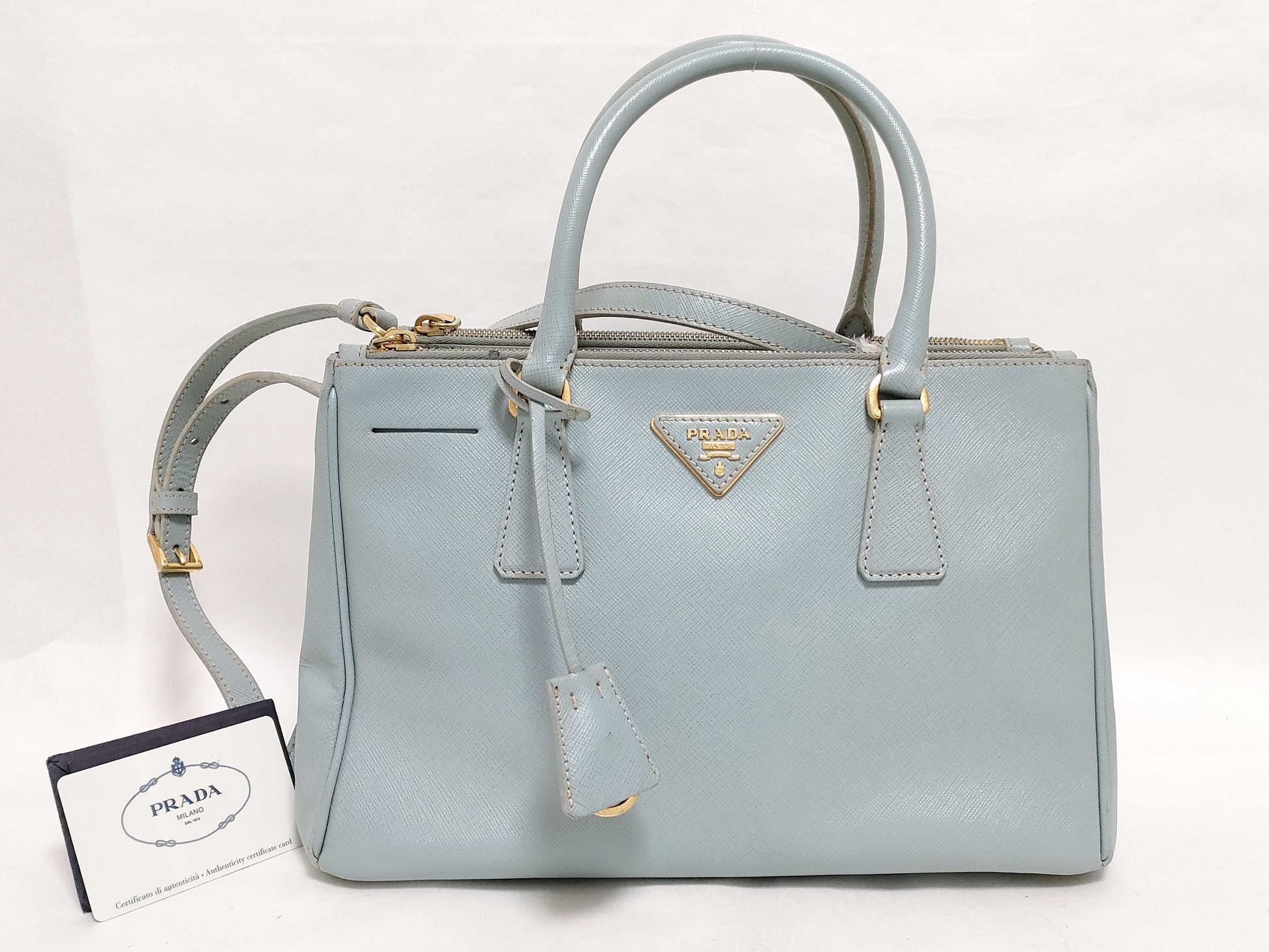 PRADA Galleria Saffiano Leather Handbag in Light Blue