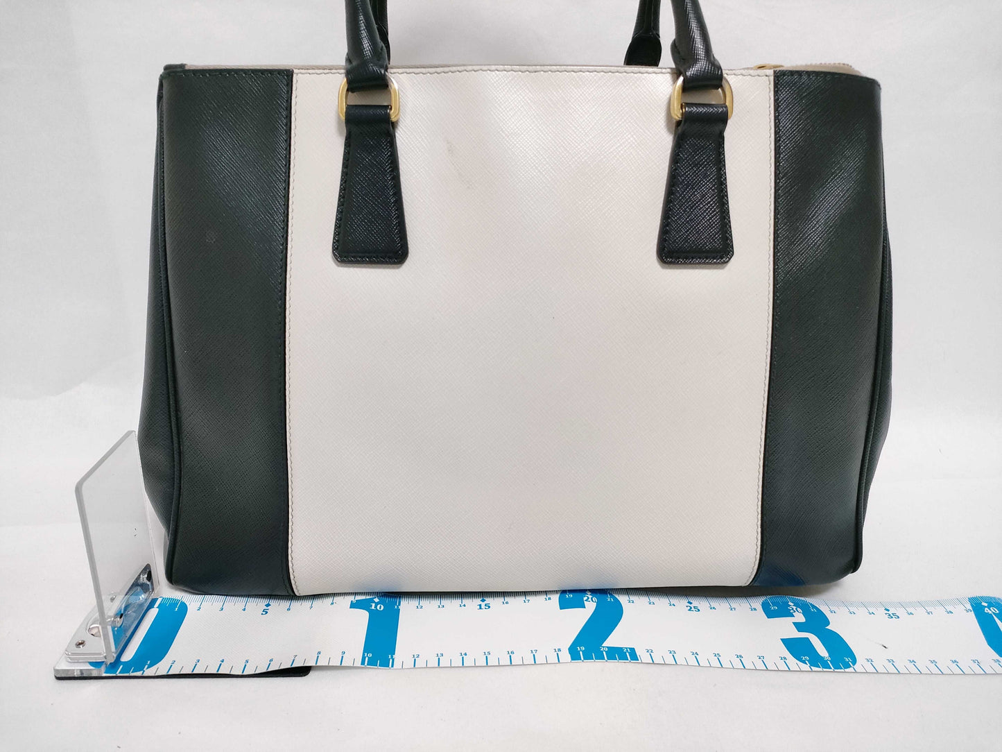 PRADA PRADA Galleria Saffiano Bicolor White and Black Handbag