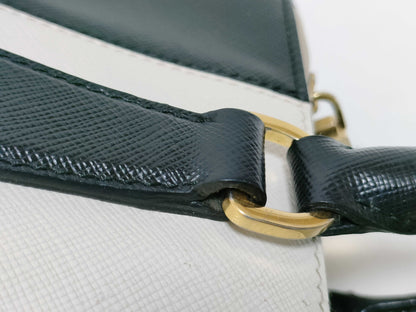 PRADA PRADA Galleria Saffiano Bicolor White and Black Handbag