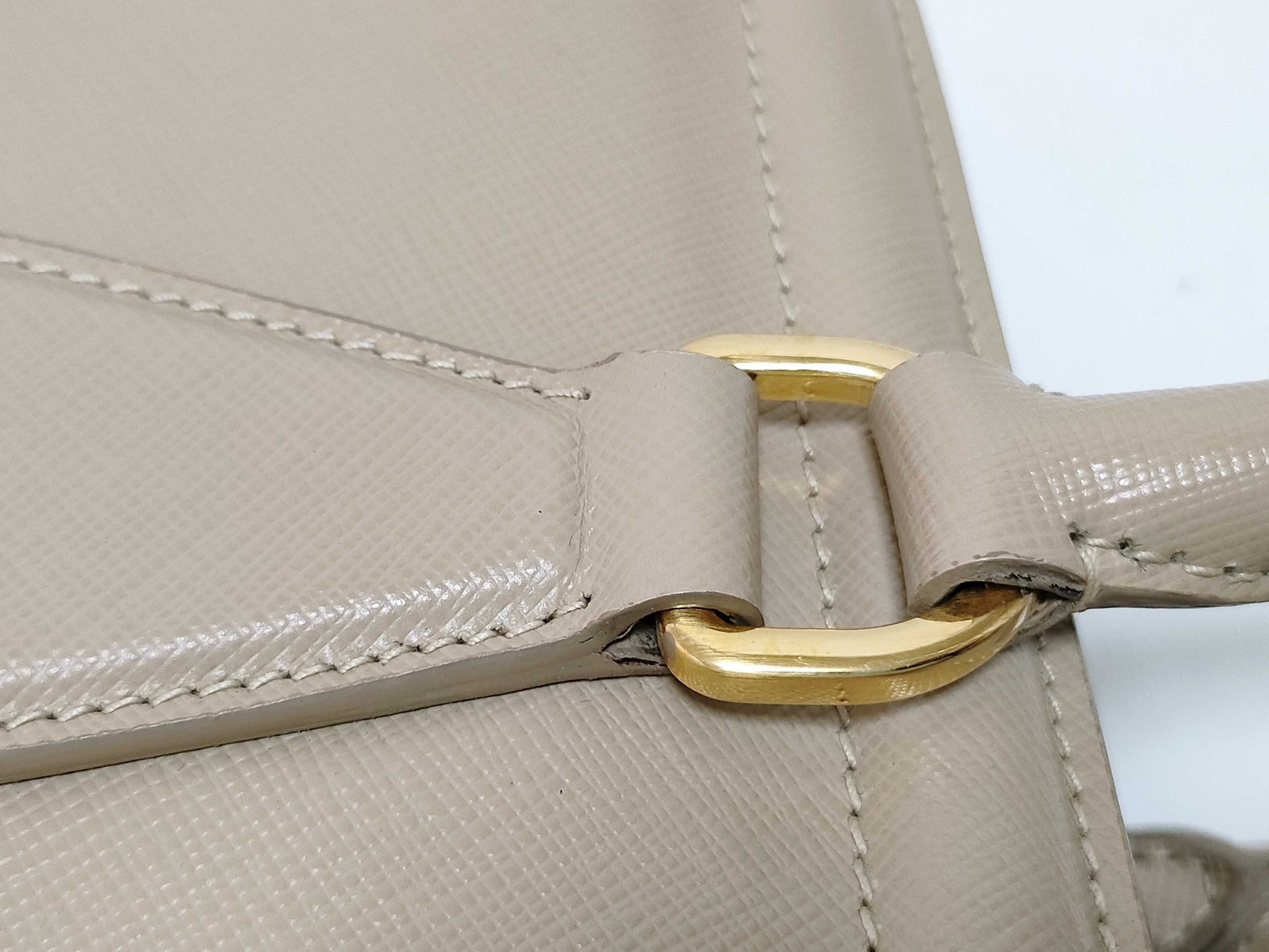 PRADA Galleria Saffiano Leather Handbag in Beige with Cameo Design