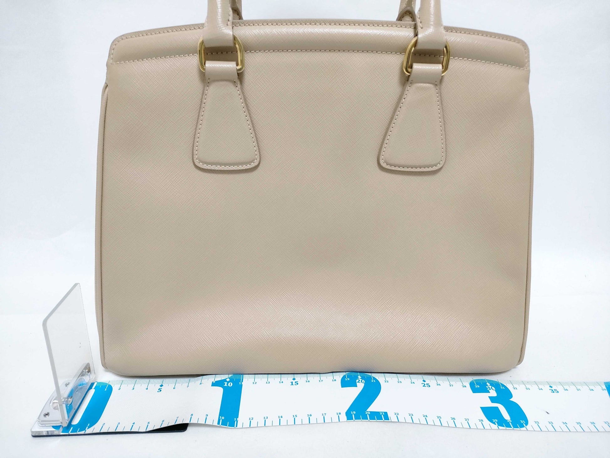 PRADA Galleria Saffiano Leather Handbag in Beige with Cameo Design