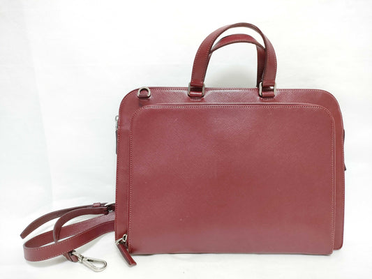PRADA PRADA Saffiano 2-way tote bag, Bordeaux, with triangle logo, business bag