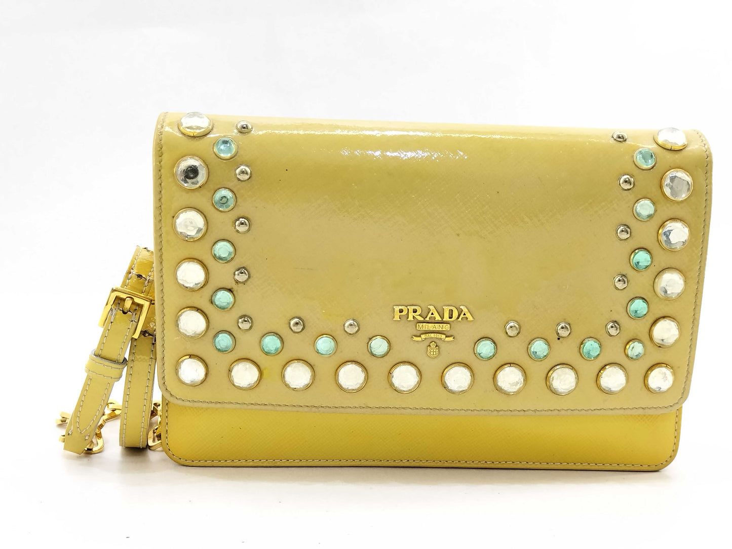 PRADA Prada Chain Shoulder Bag Yellow Clutch Bag