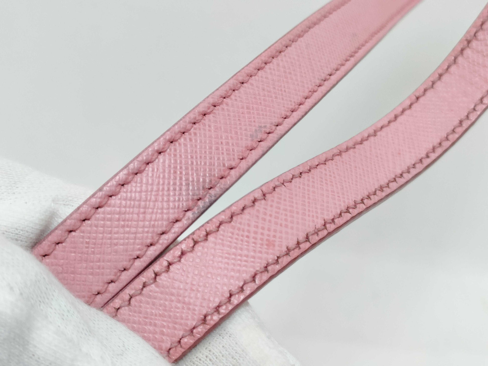 PRADA PRADA Saffiano Shoulder Bag Pink with Triangle Logo Plate