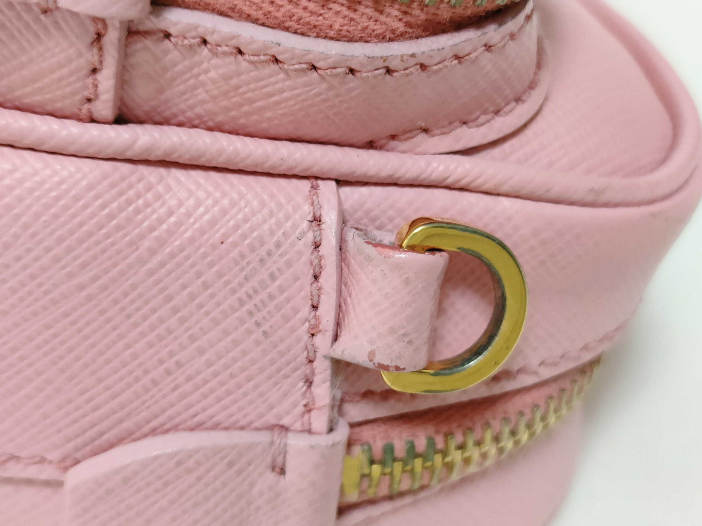 PRADA PRADA Saffiano Shoulder Bag Pink with Triangle Logo Plate