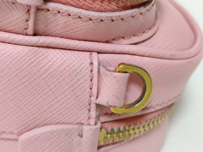 PRADA PRADA Saffiano Shoulder Bag Pink with Triangle Logo Plate
