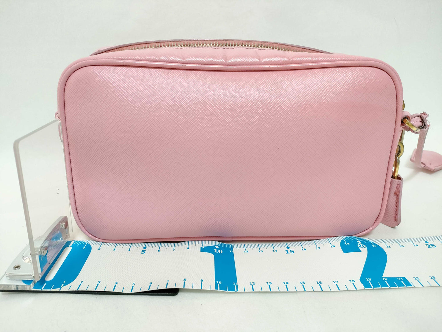 PRADA PRADA Saffiano Shoulder Bag Pink with Triangle Logo Plate