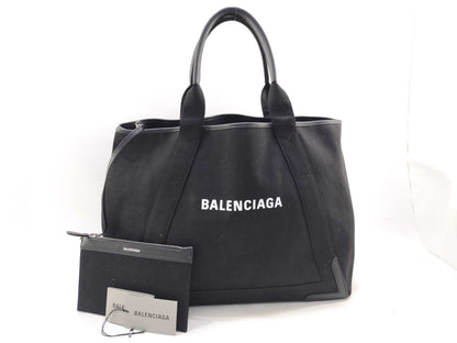 BALENCIAGA Cabas L Tote Bag with Pouch, Black, 339936