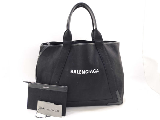 BALENCIAGA Cabas L Tote Bag with Pouch, Black, 339936