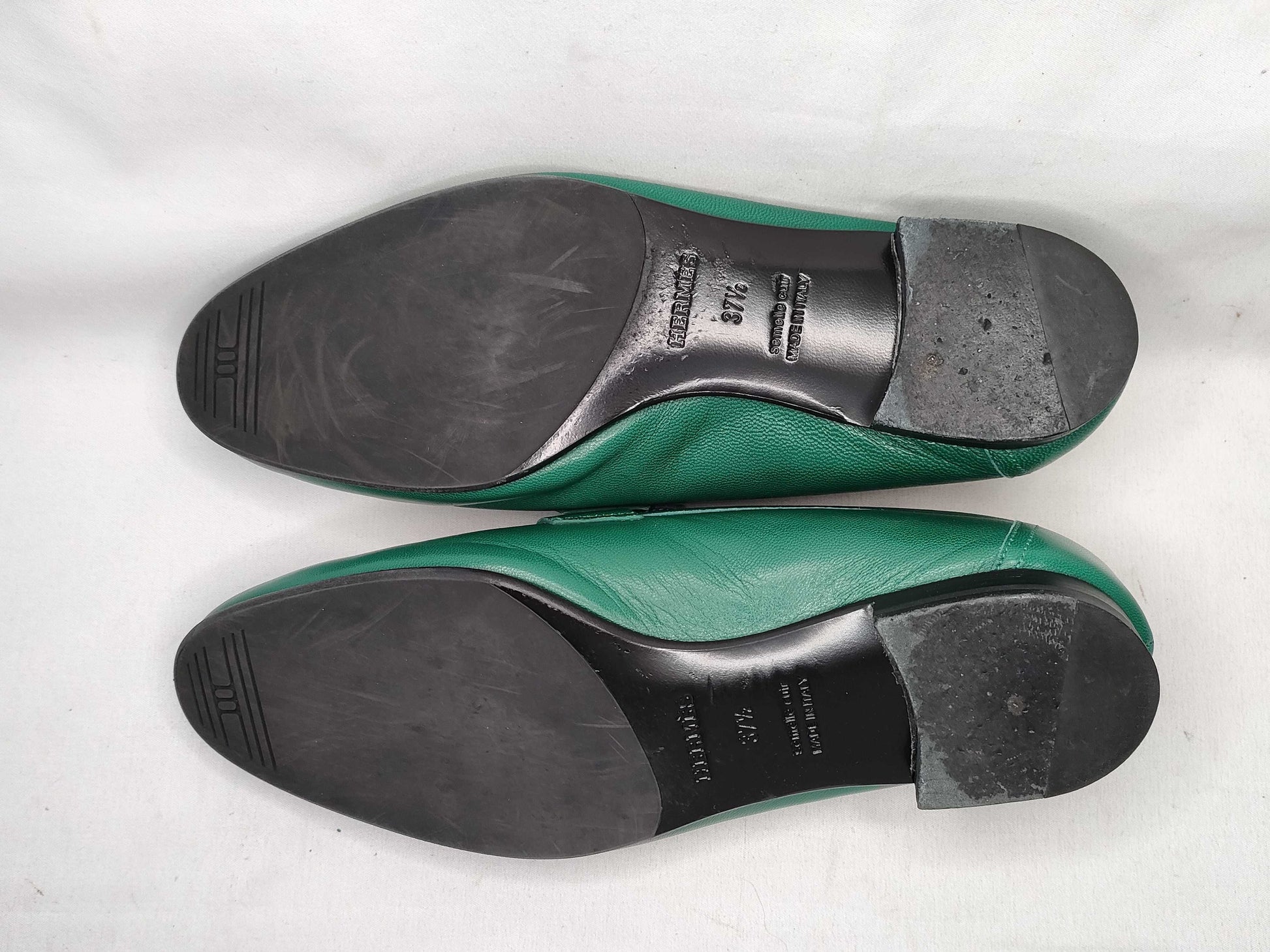 HERMES Hermes Loafers Green Size 37.5