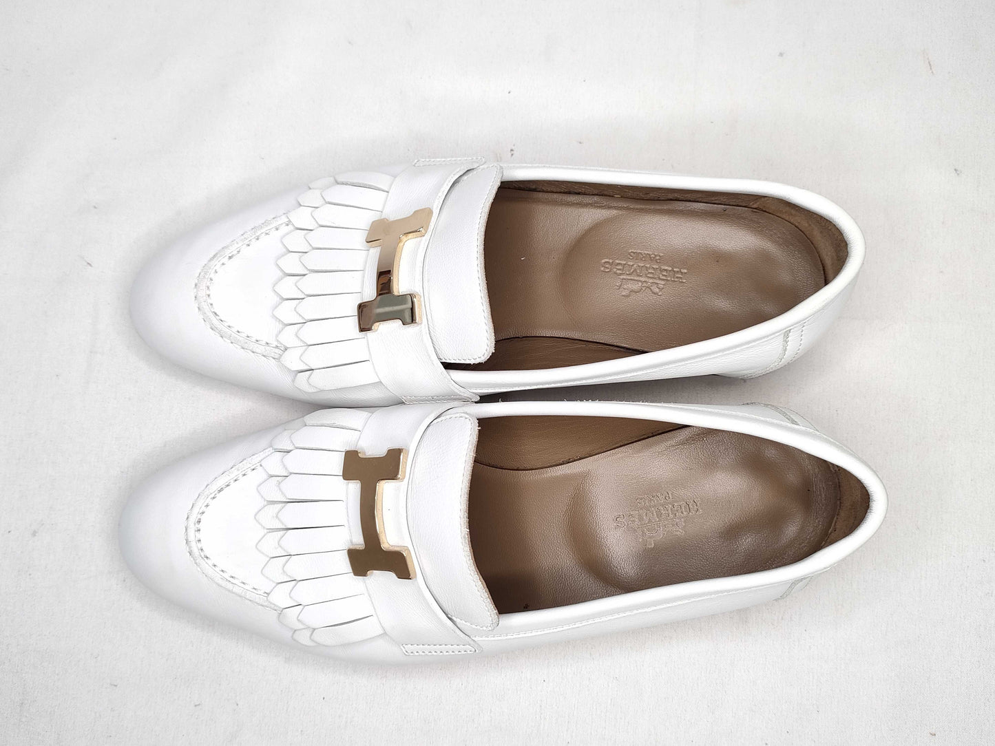 HERMES Hermes Loafers White Size 36 Fringe Loafers