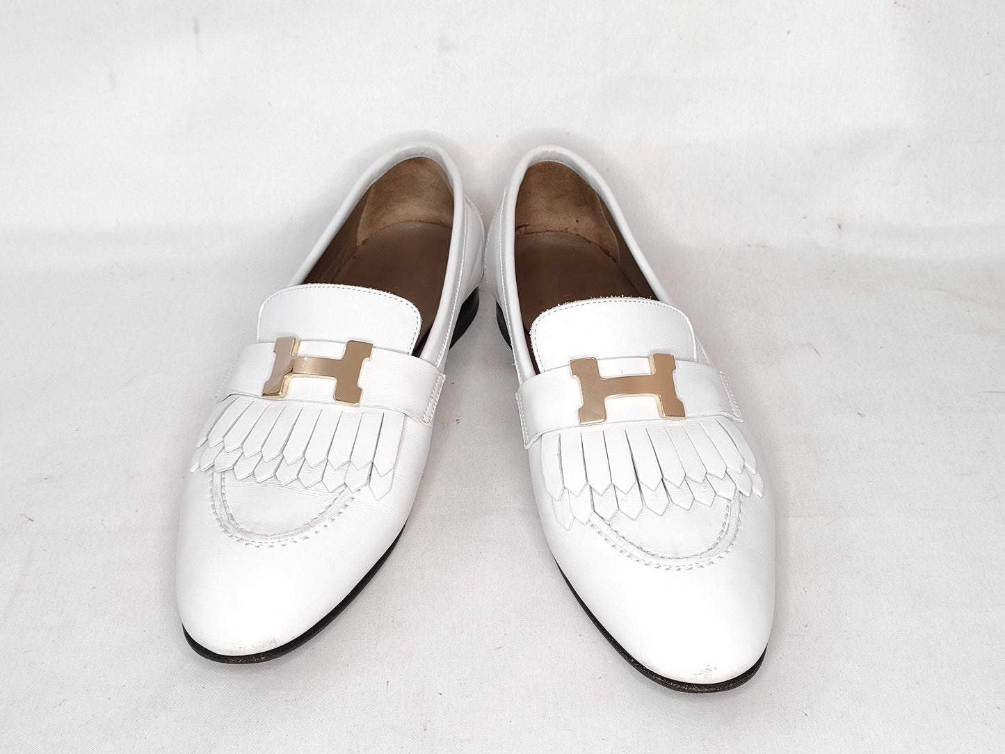 HERMES Hermes Loafers White Size 36 Fringe Loafers