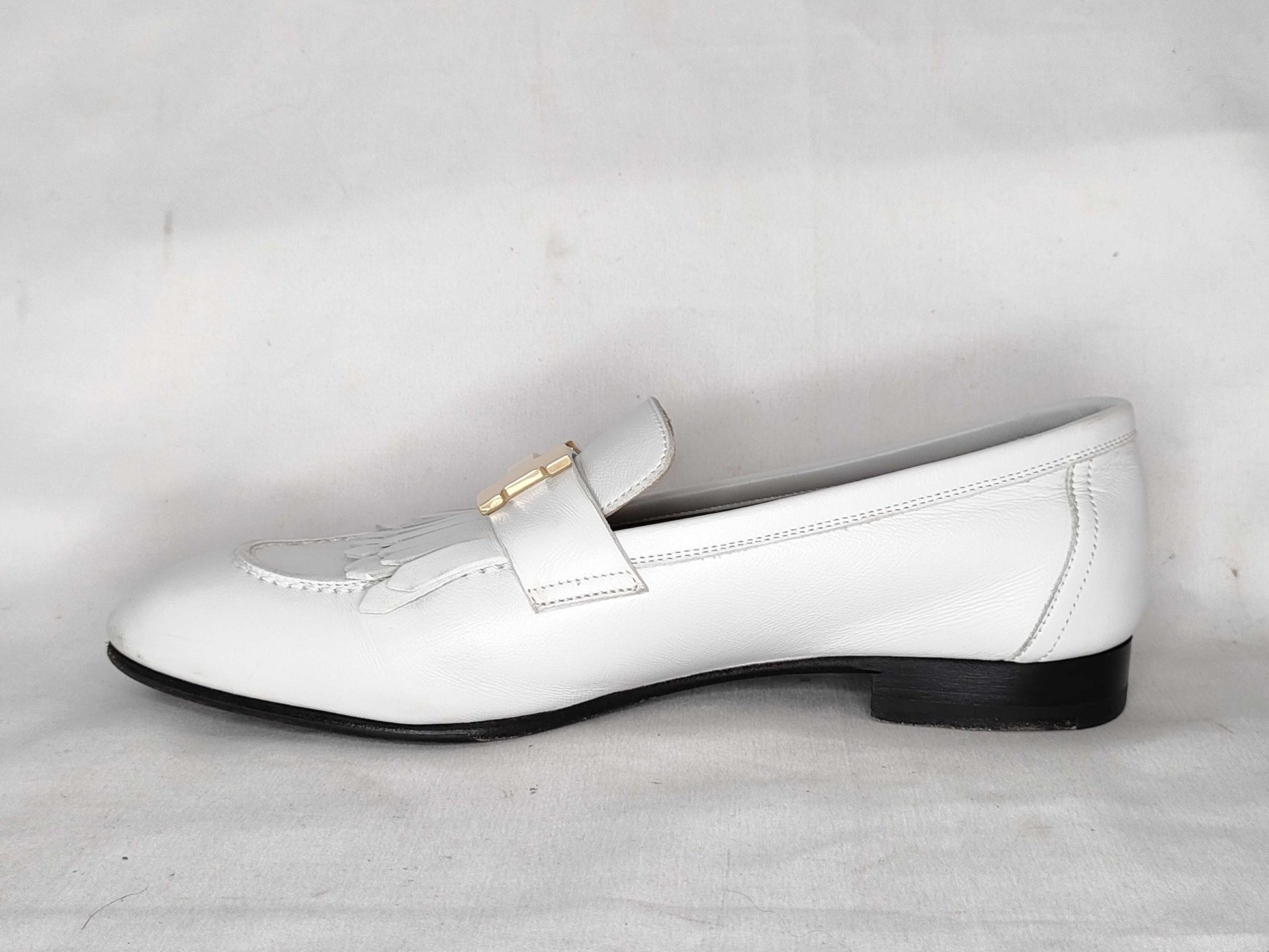 HERMES Hermes Loafers White Size 36 Fringe Loafers