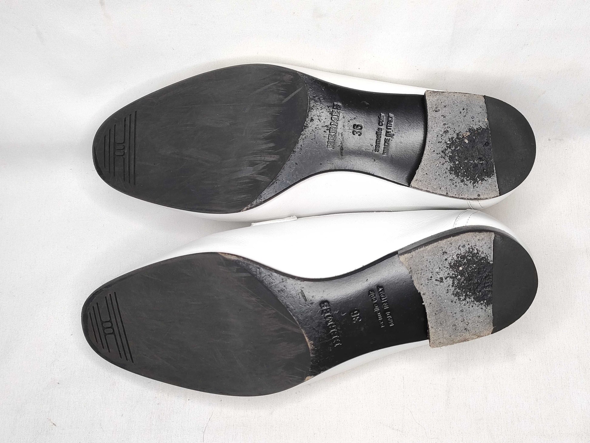 HERMES Hermes Loafers White Size 36 Fringe Loafers