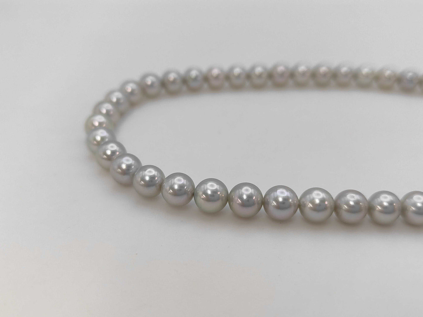 Pearl Necklace, Diameter: Approx. 6.4-6.8mm, Sterling Silver, 29.7g 