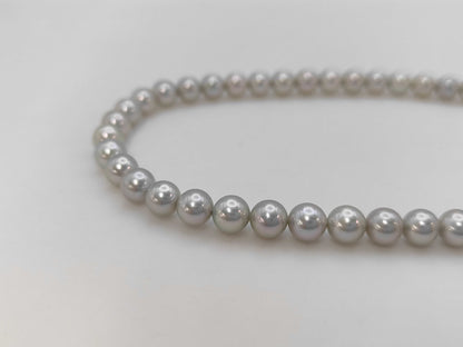 Pearl Necklace, Diameter: Approx. 6.4-6.8mm, Sterling Silver, 29.7g 