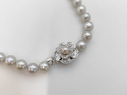 Pearl Necklace, Diameter: Approx. 6.4-6.8mm, Sterling Silver, 29.7g 