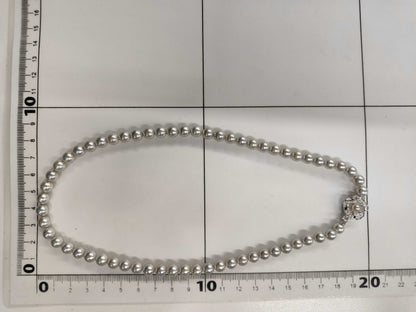 Pearl Necklace, Diameter: Approx. 6.4-6.8mm, Sterling Silver, 29.7g 