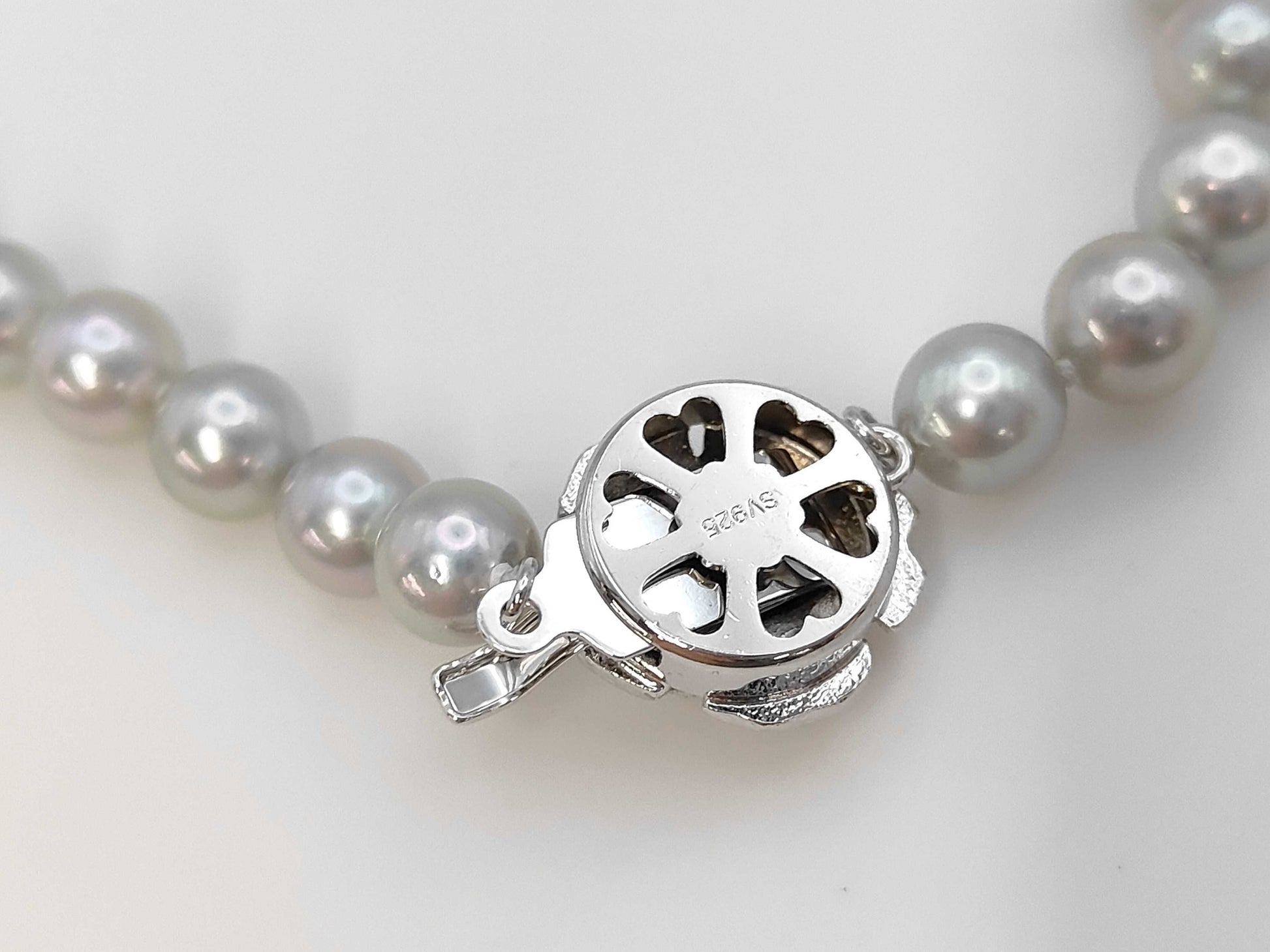 Pearl Necklace, Diameter: Approx. 6.4-6.8mm, Sterling Silver, 29.7g 