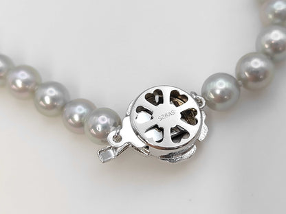 Pearl Necklace, Diameter: Approx. 6.4-6.8mm, Sterling Silver, 29.7g 