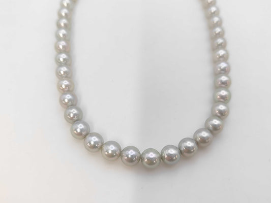 Pearl Necklace, Diameter: Approx. 6.4-6.8mm, Sterling Silver, 29.7g 