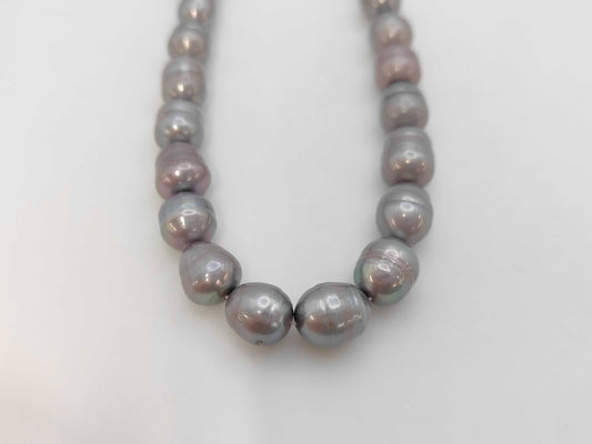 Semi-Round Pearl Necklace, Diameter: Approx. 8.8-10.1mm, Sterling Silver, 50.9g 