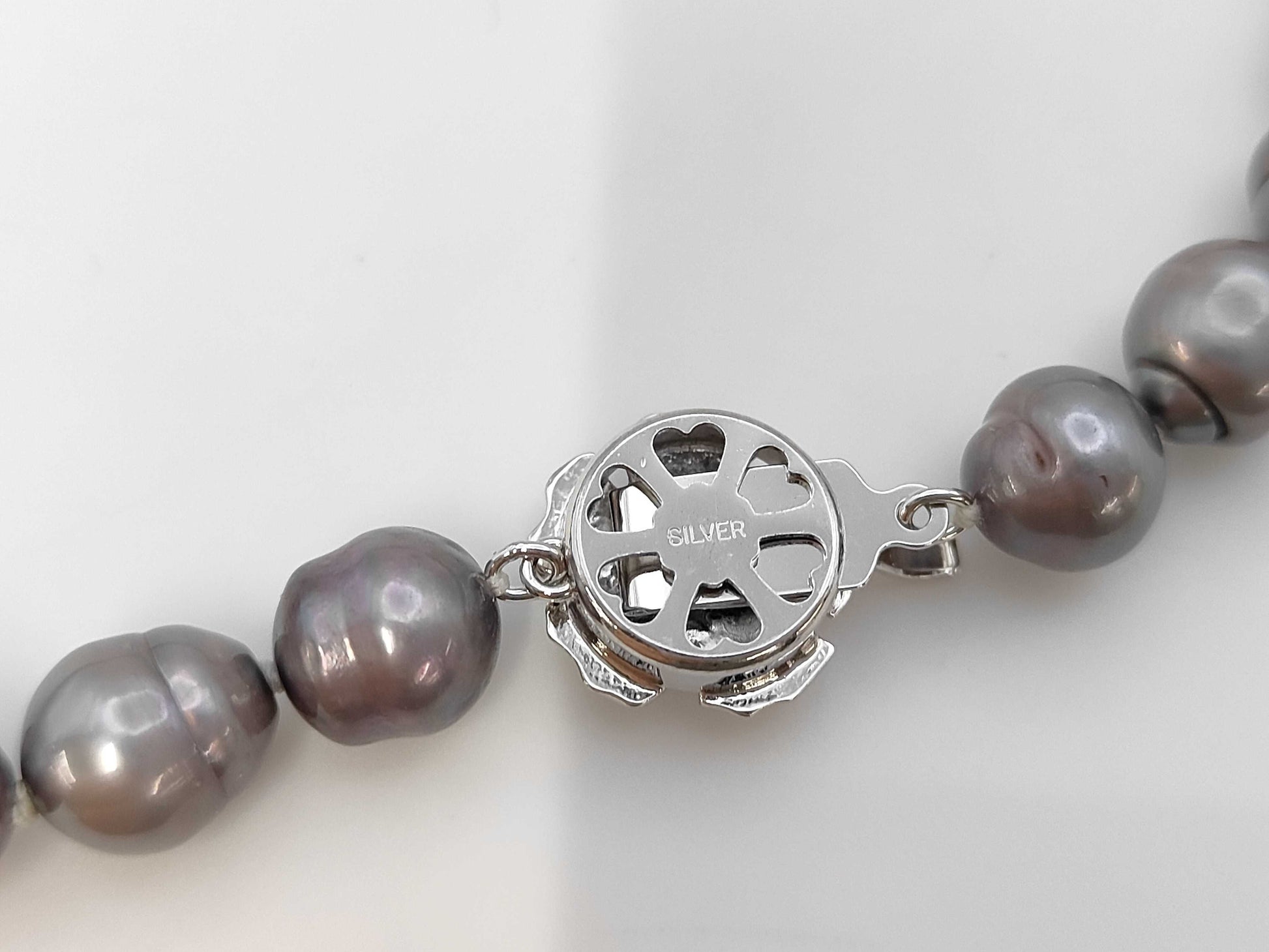 Semi-Round Pearl Necklace, Diameter: Approx. 8.8-10.1mm, Sterling Silver, 50.9g 