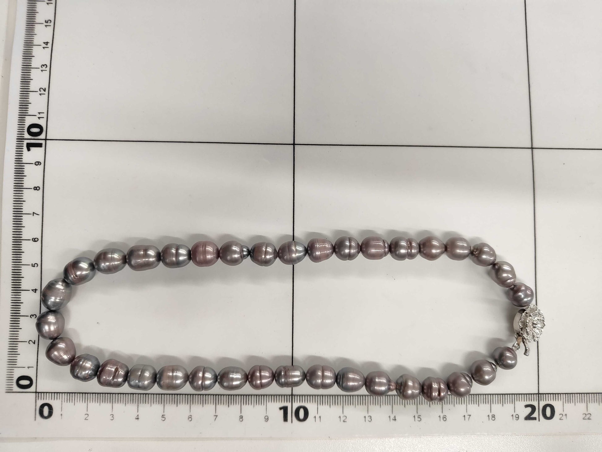 Semi-Round Pearl Necklace, Diameter: Approx. 8.8-10.1mm, Sterling Silver, 50.9g 