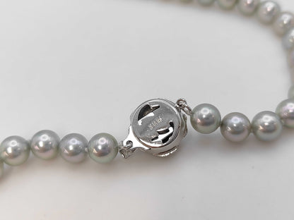 Pearl Necklace, Diameter: Approx. 7.0-7.5mm, Silver, 35.0g 