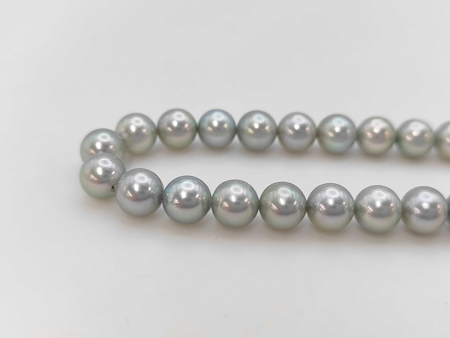 Pearl Necklace, Diameter: Approx. 7.0-7.5mm, Silver, 35.0g 