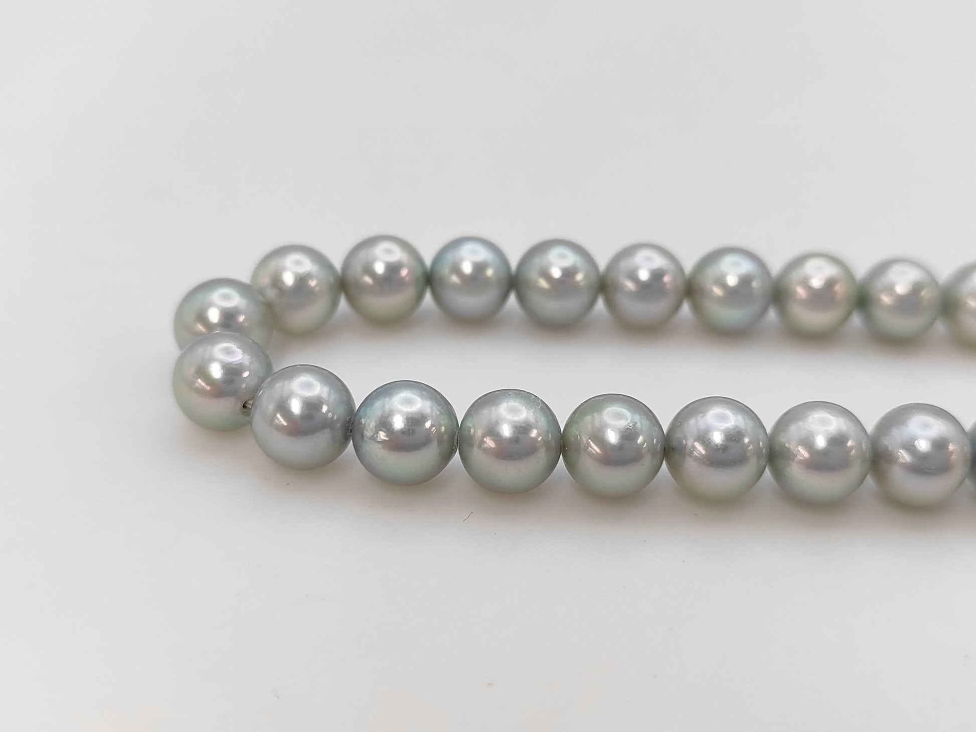 Pearl Necklace, Diameter: Approx. 7.0-7.5mm, Silver, 35.0g 
